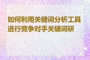 如何利用关键词分析工具进行竞争对手关键词研究