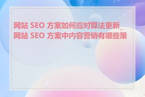 网站 SEO 方案如何应对算法更新_网站 SEO 方案中内容营销有哪些策略