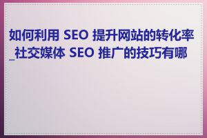 如何利用 SEO 提升网站的转化率_社交媒体 SEO 推广的技巧有哪些