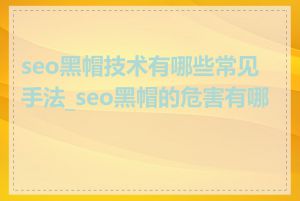 seo黑帽技术有哪些常见手法_seo黑帽的危害有哪些