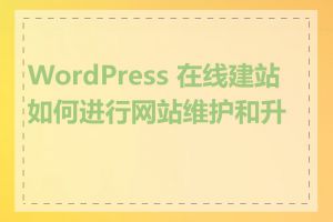 WordPress 在线建站如何进行网站维护和升级