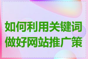 如何利用关键词做好网站推广策略