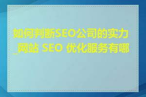 如何判断SEO公司的实力_网站 SEO 优化服务有哪些