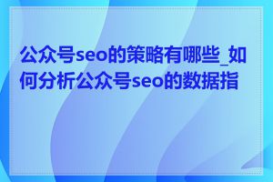 公众号seo的策略有哪些_如何分析公众号seo的数据指标