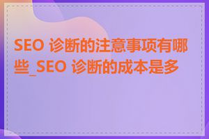 SEO 诊断的注意事项有哪些_SEO 诊断的成本是多少