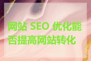 网站 SEO 优化能否提高网站转化率