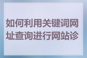 如何利用关键词网址查询进行网站诊断