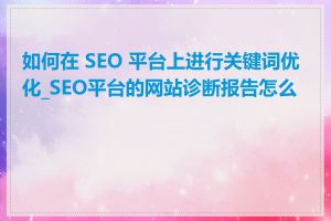 如何在 SEO 平台上进行关键词优化_SEO平台的网站诊断报告怎么看