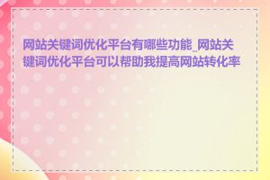 网站关键词优化平台有哪些功能_网站关键词优化平台可以帮助我提高网站转化率吗