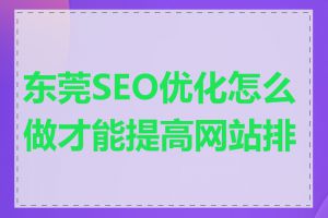 东莞SEO优化怎么做才能提高网站排名