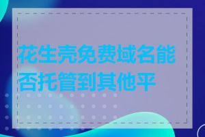 花生壳免费域名能否托管到其他平台