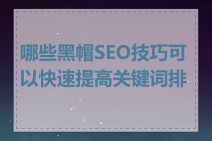 哪些黑帽SEO技巧可以快速提高关键词排名