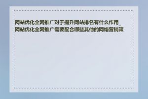 网站优化全网推广对于提升网站排名有什么作用_网站优化全网推广需要配合哪些其他的网络营销策略