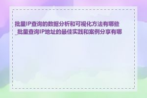 批量IP查询的数据分析和可视化方法有哪些_批量查询IP地址的最佳实践和案例分享有哪些