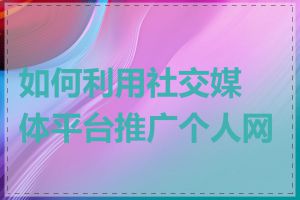 如何利用社交媒体平台推广个人网站