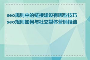 seo规则中的链接建设有哪些技巧_seo规则如何与社交媒体营销相结合