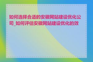 如何选择合适的安徽网站建设优化公司_如何评估安徽网站建设优化的效果