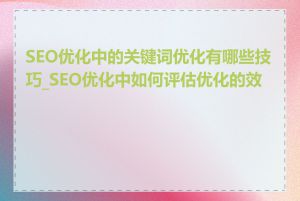 SEO优化中的关键词优化有哪些技巧_SEO优化中如何评估优化的效果