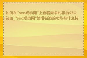 如何在"seo观察网"上查看竞争对手的SEO策略_"seo观察网"的排名追踪功能有什么特点