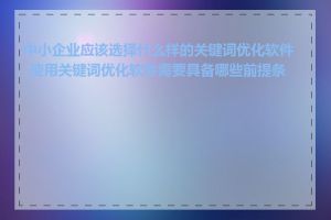 中小企业应该选择什么样的关键词优化软件_使用关键词优化软件需要具备哪些前提条件