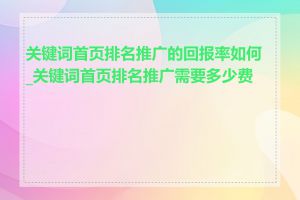 关键词首页排名推广的回报率如何_关键词首页排名推广需要多少费用