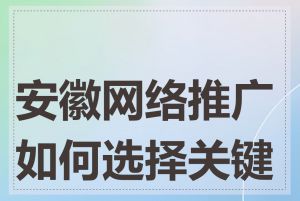 安徽网络推广如何选择关键词