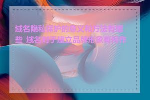 域名隐私保护的意义和方法有哪些_域名对于建立品牌形象有何作用