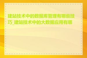 建站技术中的数据库管理有哪些技巧_建站技术中的大数据应用有哪些