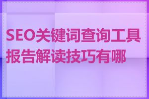 SEO关键词查询工具报告解读技巧有哪些