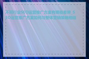 不同行业SEO运营推广方案有哪些差异_SEO运营推广方案如何与整体营销策略相结合