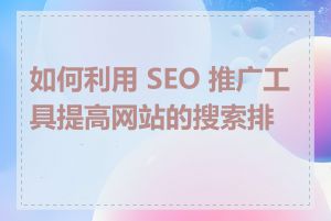 如何利用 SEO 推广工具提高网站的搜索排名