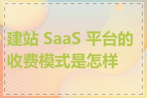 建站 SaaS 平台的收费模式是怎样的