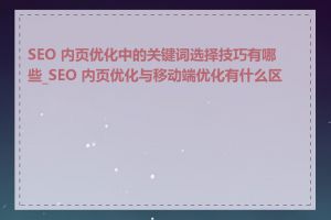 SEO 内页优化中的关键词选择技巧有哪些_SEO 内页优化与移动端优化有什么区别