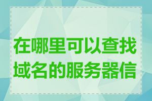 在哪里可以查找域名的服务器信息