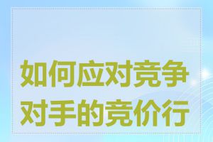 如何应对竞争对手的竞价行为