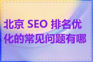 北京 SEO 排名优化的常见问题有哪些