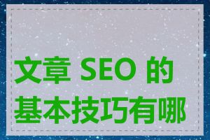 文章 SEO 的基本技巧有哪些