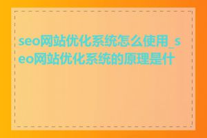 seo网站优化系统怎么使用_seo网站优化系统的原理是什么