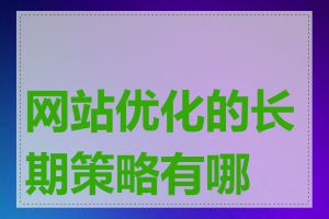 网站优化的长期策略有哪些