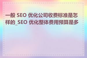 一般 SEO 优化公司收费标准是怎样的_SEO 优化整体费用预算是多少