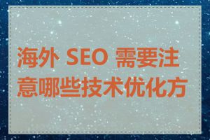 海外 SEO 需要注意哪些技术优化方面