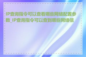 IP查询指令可以查看哪些网络配置参数_IP查询指令可以查到哪些网络信息