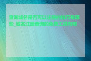 查询域名是否可以注册的技巧有哪些_域名注册查询的免费工具有哪些