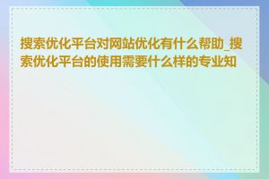 搜索优化平台对网站优化有什么帮助_搜索优化平台的使用需要什么样的专业知识