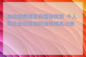 自动续费域名有哪些优势_个人和企业应该如何选择域名注册商