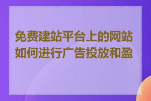 免费建站平台上的网站如何进行广告投放和盈利