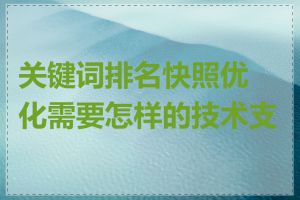 关键词排名快照优化需要怎样的技术支持