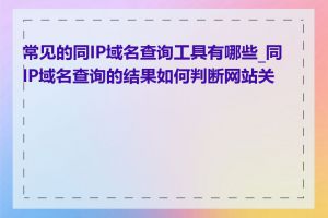 常见的同IP域名查询工具有哪些_同IP域名查询的结果如何判断网站关系