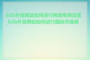 b2b外贸网站如何进行跨境电商运营_b2b外贸网站如何进行国际市场调研