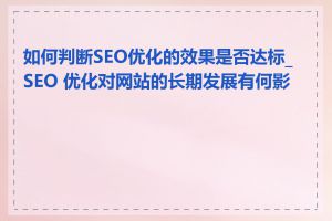 如何判断SEO优化的效果是否达标_SEO 优化对网站的长期发展有何影响